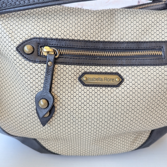 Isabella Fiore Black and Cream Shoulder Bag - Picture 5 of 14